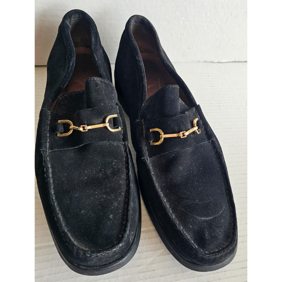 GUCCI Men's Horsebit Black Suede Leather Loafers US Size 10.5D Made in Italy - Picture 1 of 16